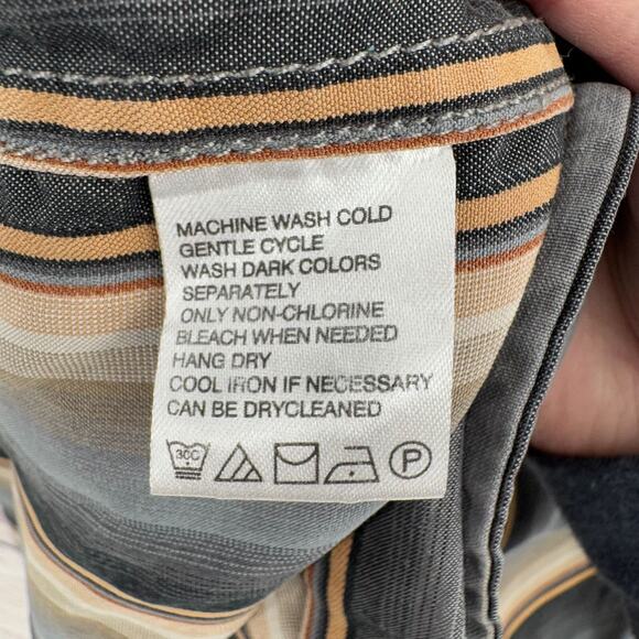 Tommy Bahama Silk Striped Long Sleeve Button Down Shirt Men's XL Blue/Beige/Gray - Picture 8 of 15